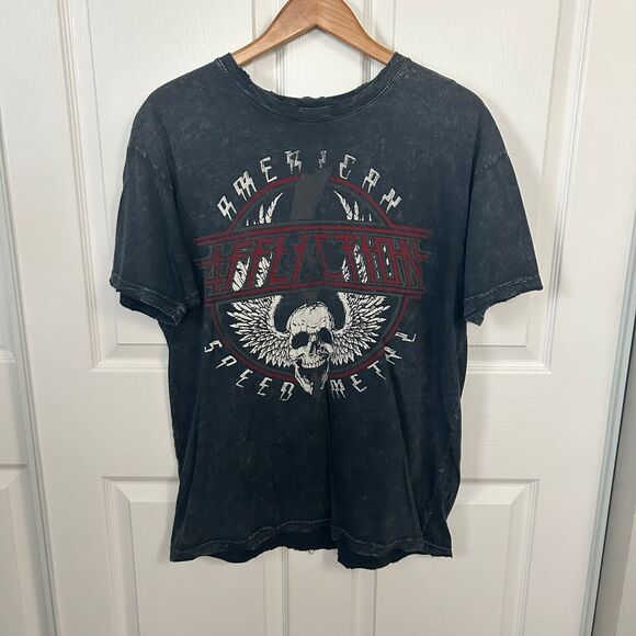 VTG Affliction American Speed Metal Men's Black Distressed T Shirt L‎ - Picture 1 of 3